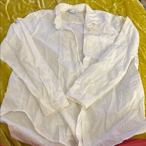 Textured white Button-Up Shirt